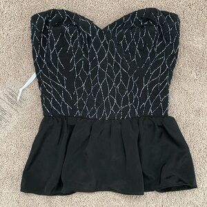 Bebe Beaded Bustier Peplum Top Size XXS